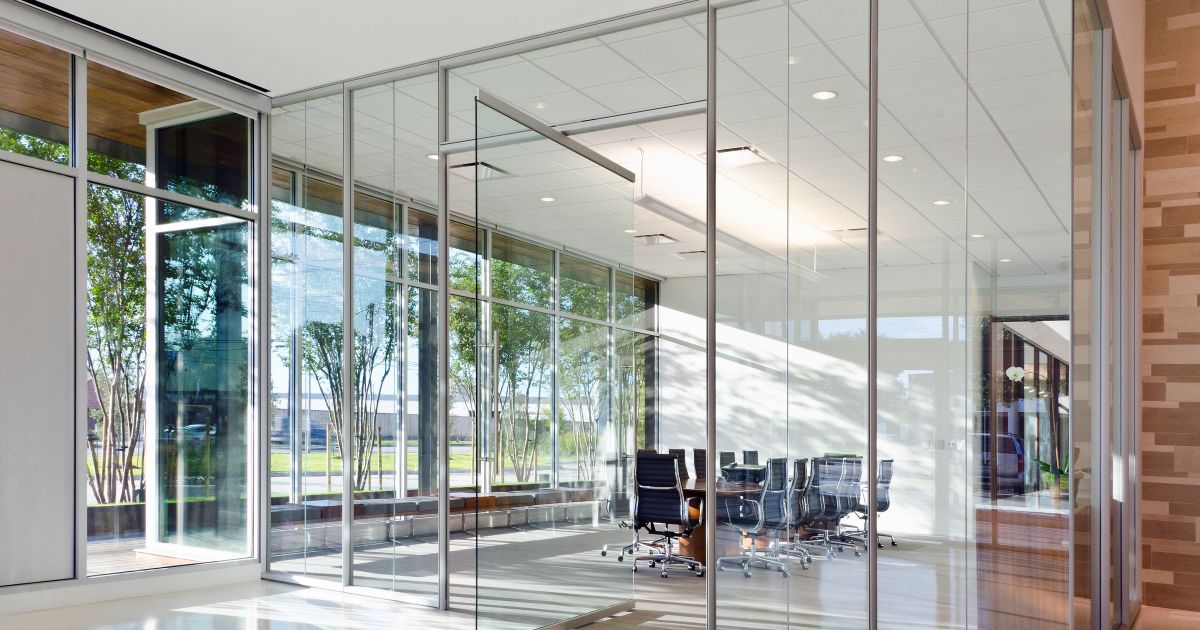 Glass wall store doors